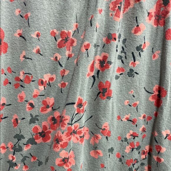 ELLE Gray Floral Lace Yoke Cap Sleeve Top S Pima Cotton Modal - Picture 5 of 10